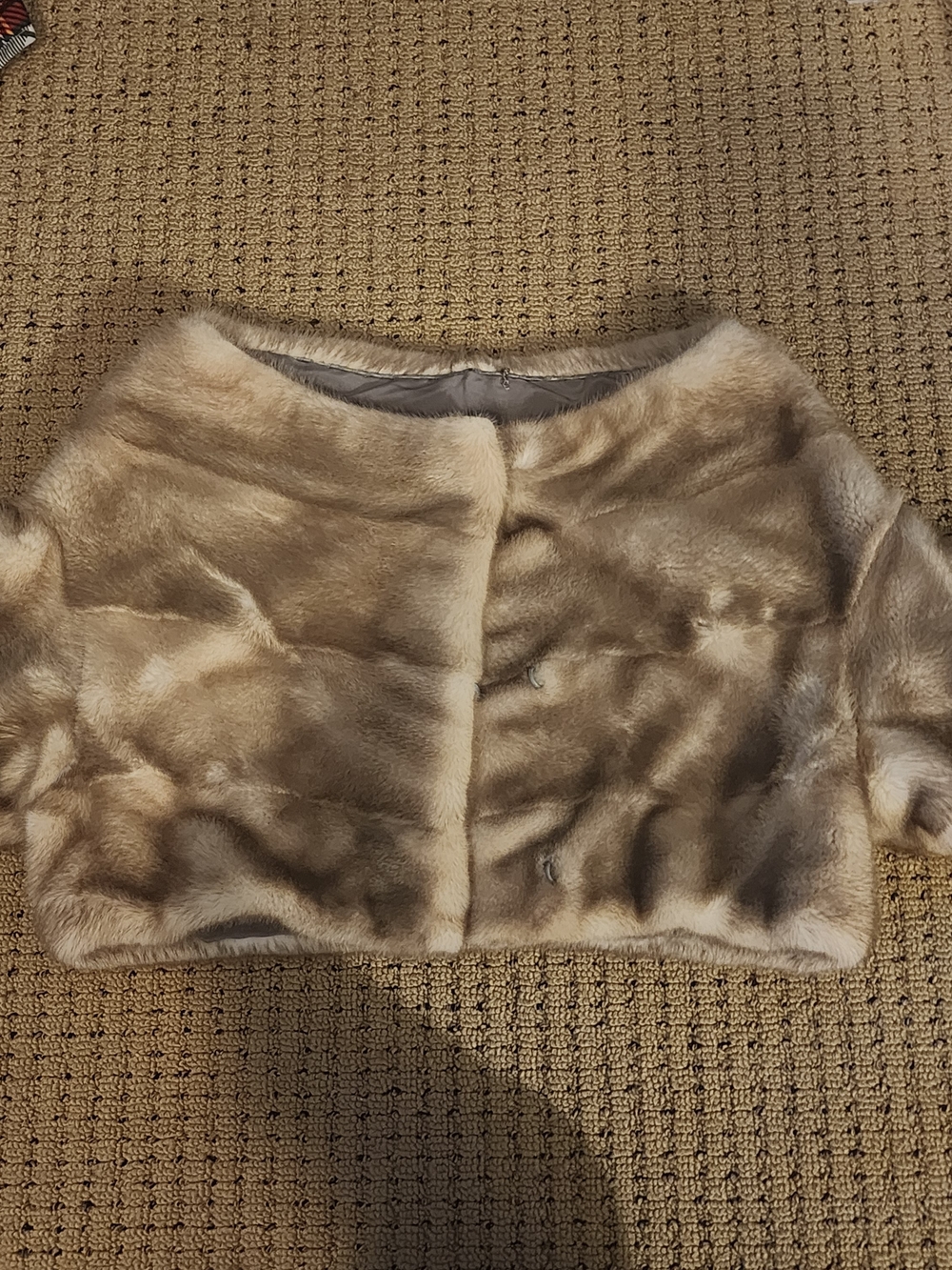 Cropped Mink Fur Bolero Shrug in Light Brown